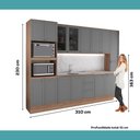 Ver imagem 2 de Armário de Cozinha Completa com Balcão Milla Wisp Carraro Nogal com Cinza Titânio