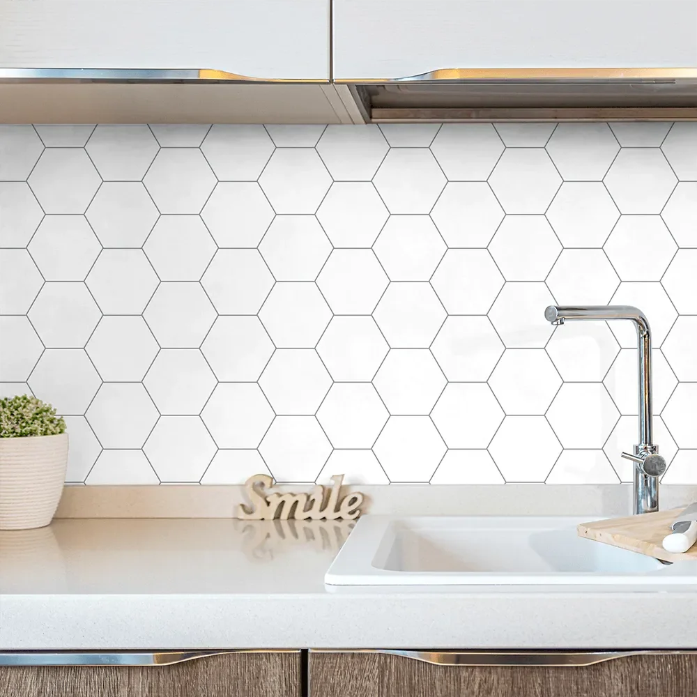 Papel de Parede Adesivo Colmeia Branco Lavável Fosco 3m