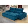 Sofá 4 Lugares Ethios Retrátil e Reclinável Veludo Azul Turquesa - Rifletti - 1