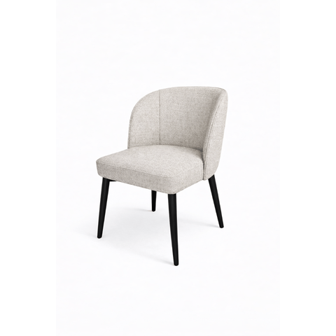 Cadeira Estofada com Encosto Anatômico 81cm em Madeira Maciça Lina Linho Bege Oona Design Preto