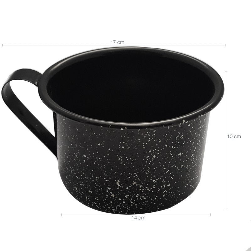 Caneca Ágata Aço Esmaltado Leiteira Rústica 1 Litro Preto - 3