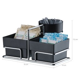 Suporte Em Aço Porta Sachês Para Chás Açúcares Colherinhas Preto - 2