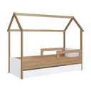 Ver imagem 2 de Cama Montessoriana Infantil Estilo Casinha com Cama Auxiliar Cor:aveiro Oak com Branco