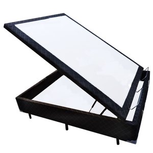 Base Box Baú Casal AColchoes Poliéster Preto 41x138x188