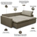 Ver imagem 4 de Sofá Cama Retrátil para Sala de Estar 3 Lugares 220cm Stefan F04 Linho Cru - Lyam Decor
