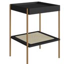Ver imagem 4 de Mesa Lateral Quadrada C/ Prateleira 43cm Palhinha Pé Metal Oslo Artesano | Hanover/dourado