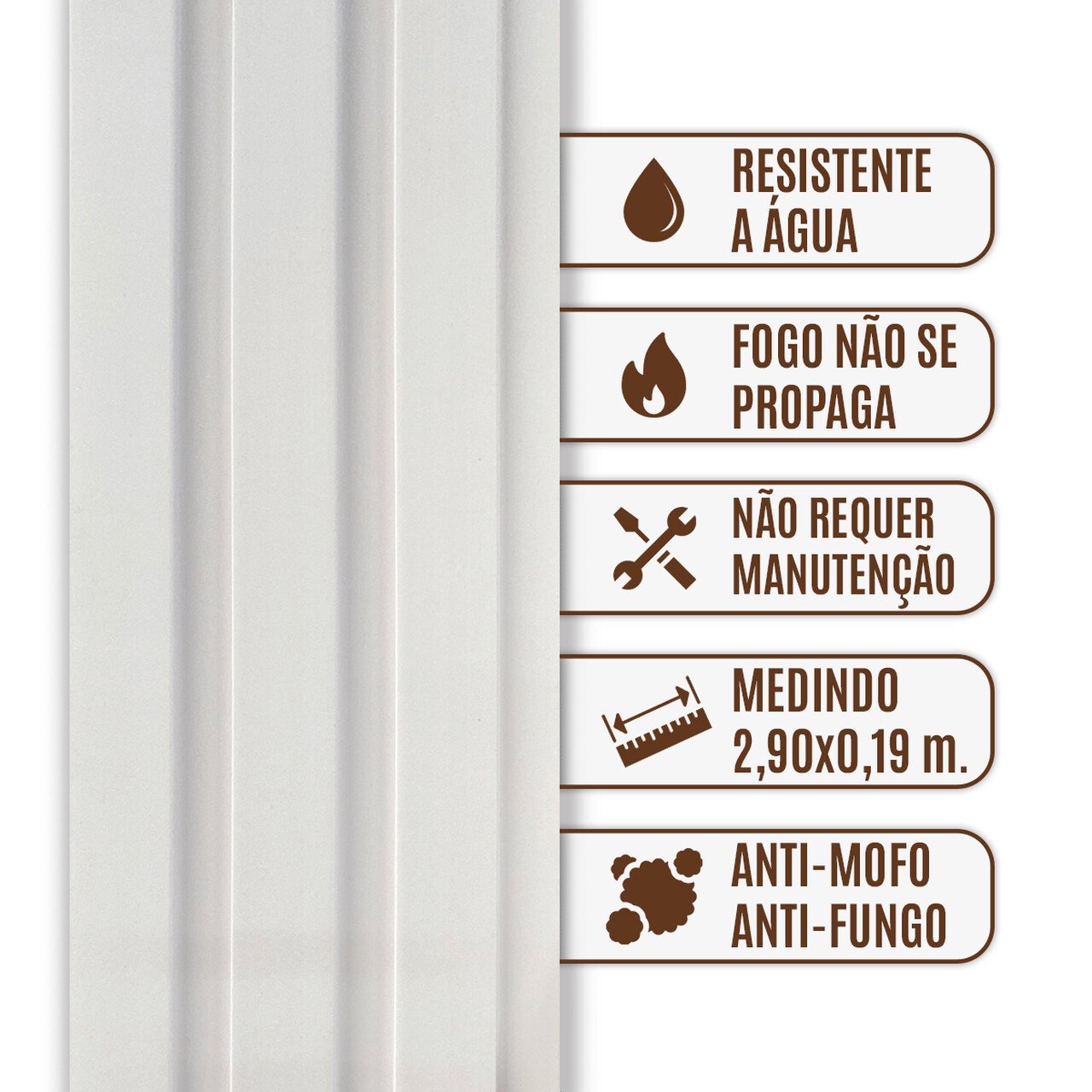 Painel Ripado Wpc Interno Wide Várias Cores 2,90m X 15cm Woopo Branco - 6