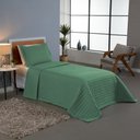 Ver imagem 2 de Kit Cobre Leito Colcha Bellini Solteiro Dupla Face Percal 300 Fios Textura Matelassê 2 Peças - Verde
