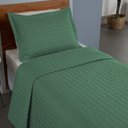 Ver imagem 3 de Kit Cobre Leito Colcha Bellini Solteiro Dupla Face Percal 300 Fios Textura Matelassê 2 Peças - Verde