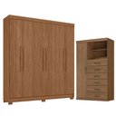 Ver imagem 1 de Guarda Roupa Casal Toledo 6 Portas de Bater 6 Gavetas MDP Jatobá Acetinado com Cômoda Marabá