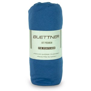 Lençol Avulso Buettner Queen Malha Liso com Elástico Azul Marinho