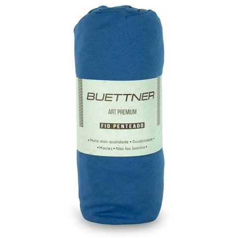 Lençol Avulso Buettner Queen Malha Liso com Elástico Azul Marinho