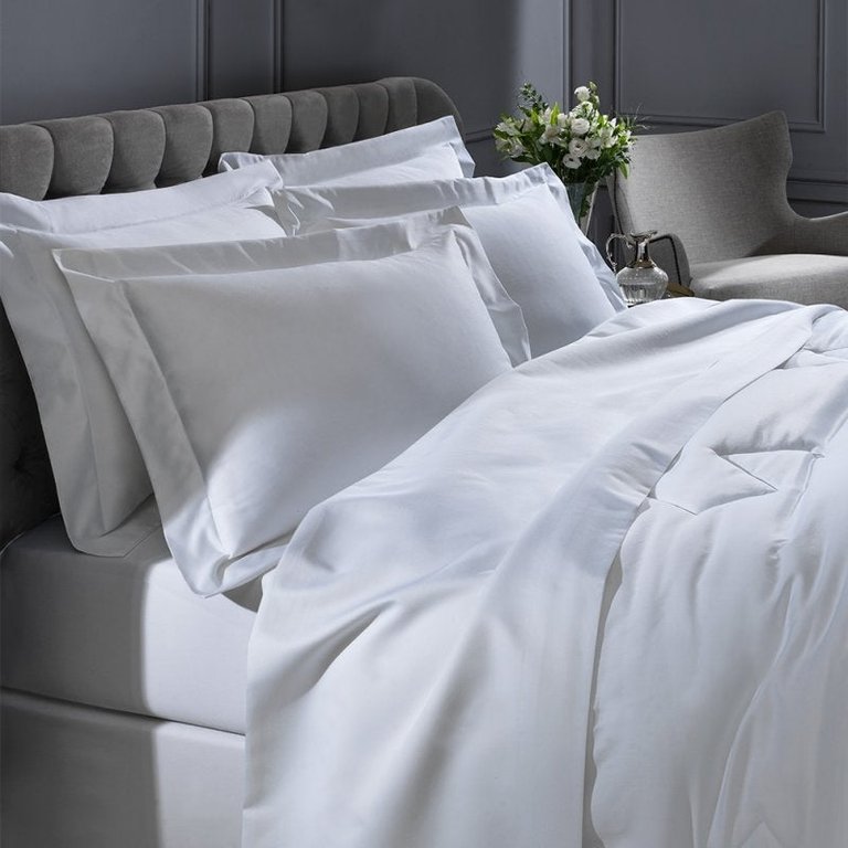 Jogo de Cama Buettner Queen Percal 1000 Fios Dobra Feita 4 peças Branco