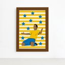Ver imagem 1 de Quadro Infantil Futebol Gol Jogador Amarelo 22x32 Moldura Marrom