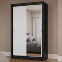 Ver imagem 1 de Guarda-roupa Solteiro 2 Portas de Correr com Espelho Preto/branco Milano Madesa