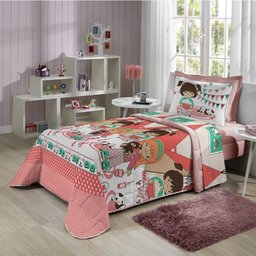 Edredom Tecebem Solteiro Malha Estampado Lyon Cabaninha - 1