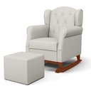 Ver imagem 1 de Poltrona Amamentação Base Madeira Balanço e Puff Letícia Linho Off White - Phoenix Phoenix Baby