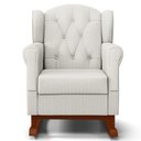 Ver imagem 6 de Poltrona Amamentação Base Madeira Balanço e Puff Letícia Linho Off White - Phoenix Phoenix Baby