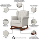 Ver imagem 3 de Poltrona Amamentação Base Madeira Balanço e Puff Letícia Linho Off White - Phoenix Phoenix Baby