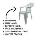 Ver imagem 3 de Cadeira Plástica Poltrona com Braços até 154kg Branca