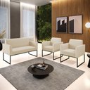 Ver imagem 2 de Sofá Namoradeira com 2 Poltronas Base Industrial Preto Marisa Corino