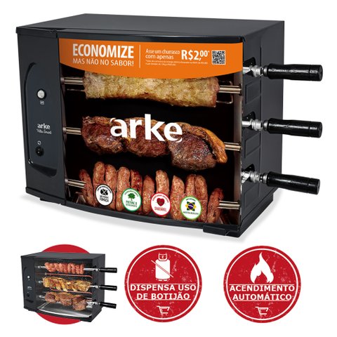Churrasqueira Assador Elétrico Vitta Smart 3 Espetos 220V Arke