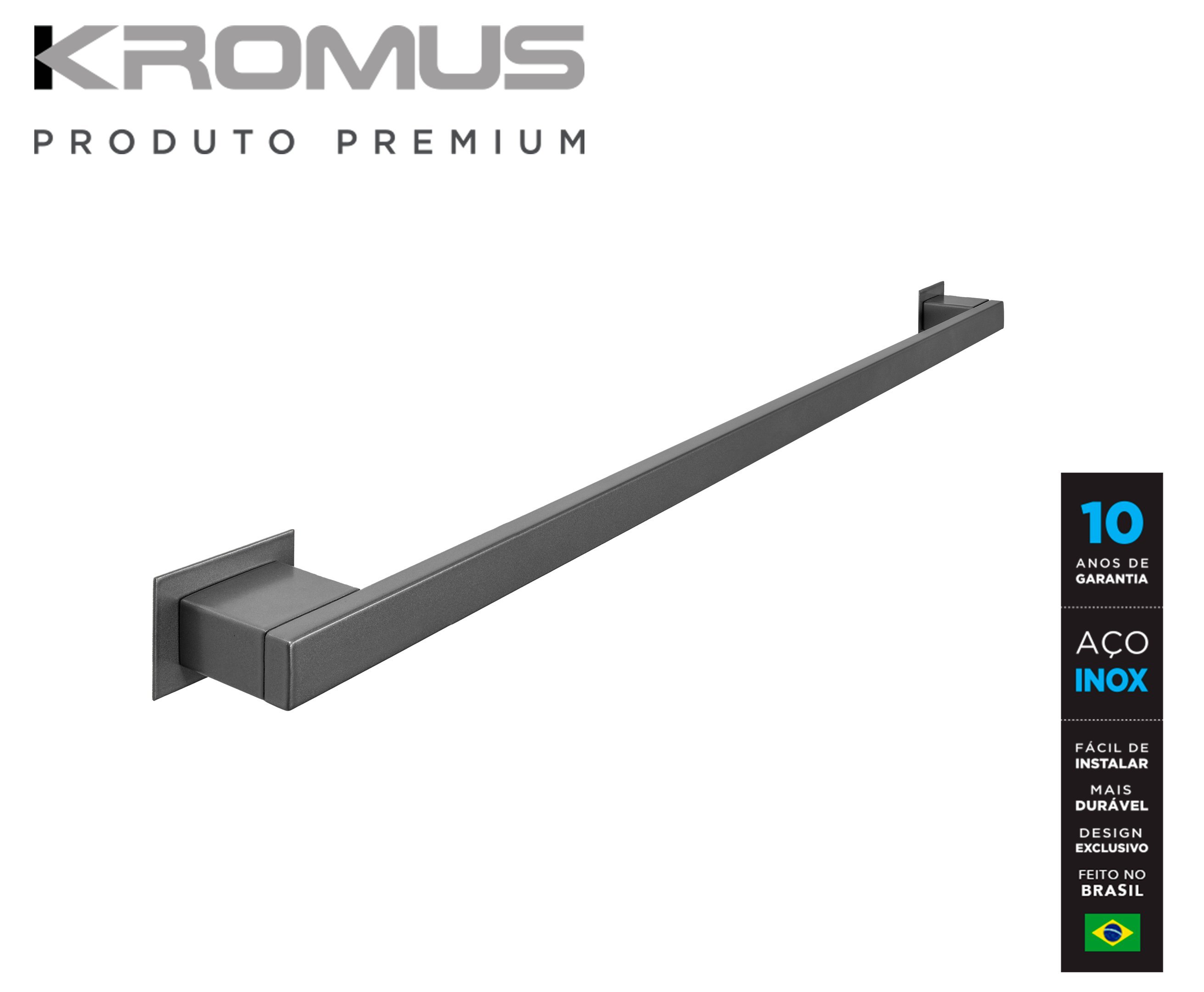 Toalheiro 100 cm Inox Grafite - Kromus RT0307-100G - 3