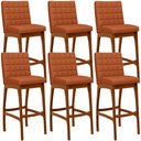 Ver imagem 1 de Kit 06 Banquetas Altas Para Cozinha Sala De Jantar Fixa Mila B04 Tecido Terracota - Lyam Decor