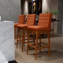 Ver imagem 2 de Kit 06 Banquetas Altas Para Cozinha Sala De Jantar Fixa Mila B04 Tecido Terracota - Lyam Decor