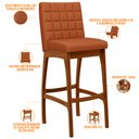 Ver imagem 4 de Kit 06 Banquetas Altas Para Cozinha Sala De Jantar Fixa Mila B04 Tecido Terracota - Lyam Decor