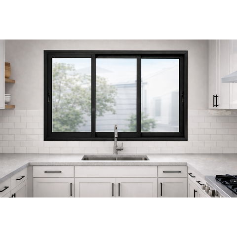 Janela de Correr 3 Folhas Alumínio Preto 120x150 Linha 25 Jade