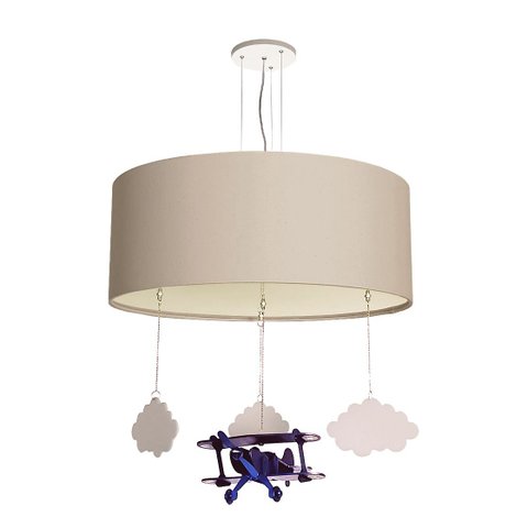 Luminária de Teto Pendente Infantil Avião 30cm:cinza6202