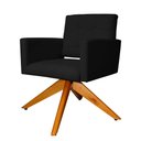 Ver imagem 3 de Poltrona Decorativa Camila Pés Madeira Giratório Suede Preto - DS Estofados