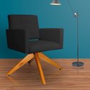 Ver imagem 2 de Poltrona Decorativa Camila Pés Madeira Giratório Suede Preto - DS Estofados
