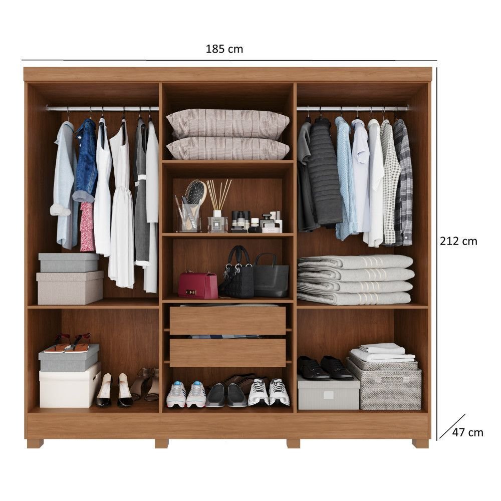 Guarda Roupa Casal 6 Portas 2 Gavetas Argélia Corrediças