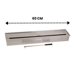 Lareira Queimador Ecológico a Àlcool 100% Inox C/ Caixa de Contenção Segurança 60x16CM - 1