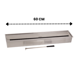 Lareira Queimador Ecológico a Àlcool 100% Inox C/ Caixa de Contenção Segurança 60x16CM
