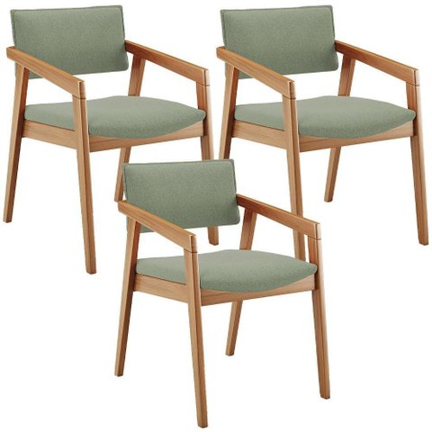 Kit 03 Cadeiras para Sala de Jantar Estar Living Giorgia B04 Bouclê Oliva