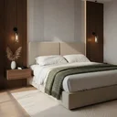 Ver imagem 3 de Painel Cabeceira Box Casal 140 Roma Estofado Linho Fixação na Parede:Areia