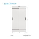 Ver imagem 4 de Guarda Roupa Roupeiro Solteiro 2 Portas Correr Fit Branco Santos Andirá