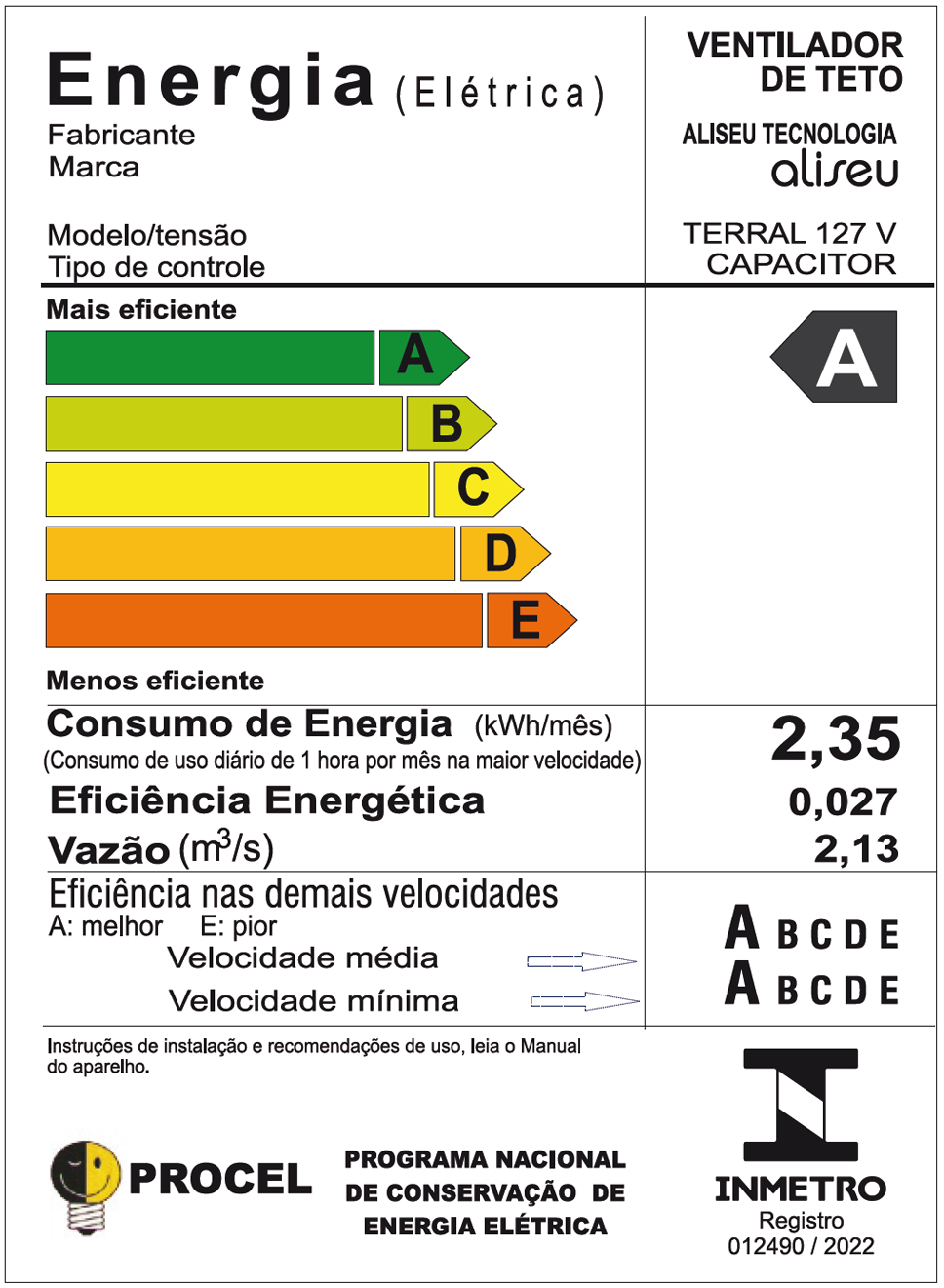 Ventilador de Teto Aliseu Terral com Controle de Parede 127v - Cristal - 5