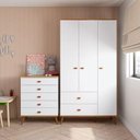 Ver imagem 5 de Guarda Roupa Infantil + Cômoda Ternura 3 Portas 2 Gavetas MDP Branco Wood Bartira Móveis