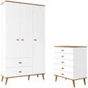 Ver imagem 1 de Guarda Roupa Infantil + Cômoda Ternura 3 Portas 2 Gavetas MDP Branco Wood Bartira Móveis