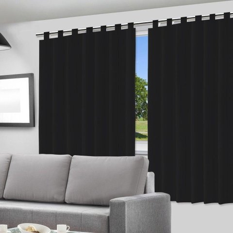Cortina Blackout Preto 280 X 280 Cm com Alça para Varão