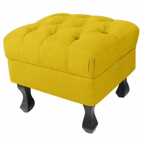 Puff Luiz Retro Xv Bege Slk Decor Amarelo