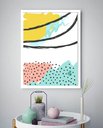 Ver imagem 2 de Quadro Decorativo Abstrato Formas Branco Verde - 70x50cm:moldura Branca