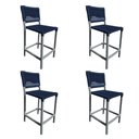 Ver imagem 1 de Kit 4 Banquetas França em Corda Náutica e Base em Alumínio Cinza para Área Gourmet Azul Marinho