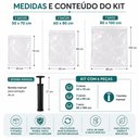 Ver imagem 7 de Kit 5 Sacos a Vacuo com Bomba Manual 6 Pecas Organizador Gigante Ate 100cm para Edredom Roupas Armar