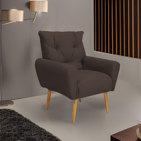 Poltrona Decorativa para Denver Veludo Matrix - Marrom Marrom
