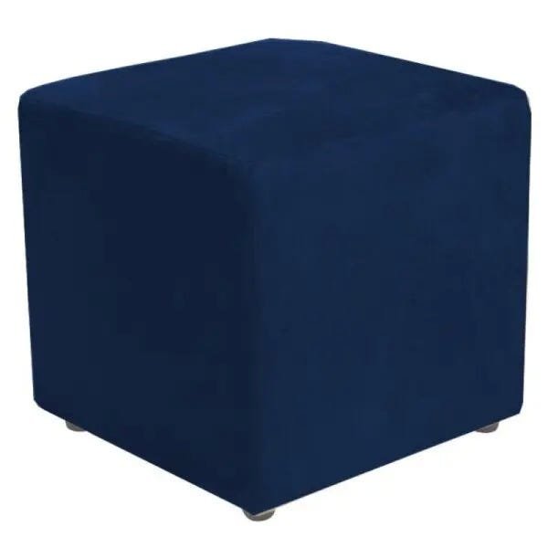 Kit 2 Puffs Quadrado Decorativo Suede Azul Marinho - 2